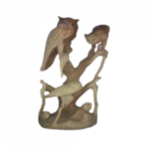 Wooden Owl Group with Five Kids