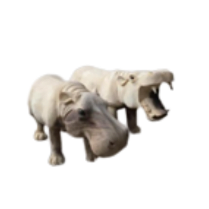 wooden hippo