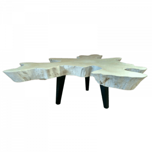 Bromo Teak Wooden coffee table with iron stick legs BLACK MATTE