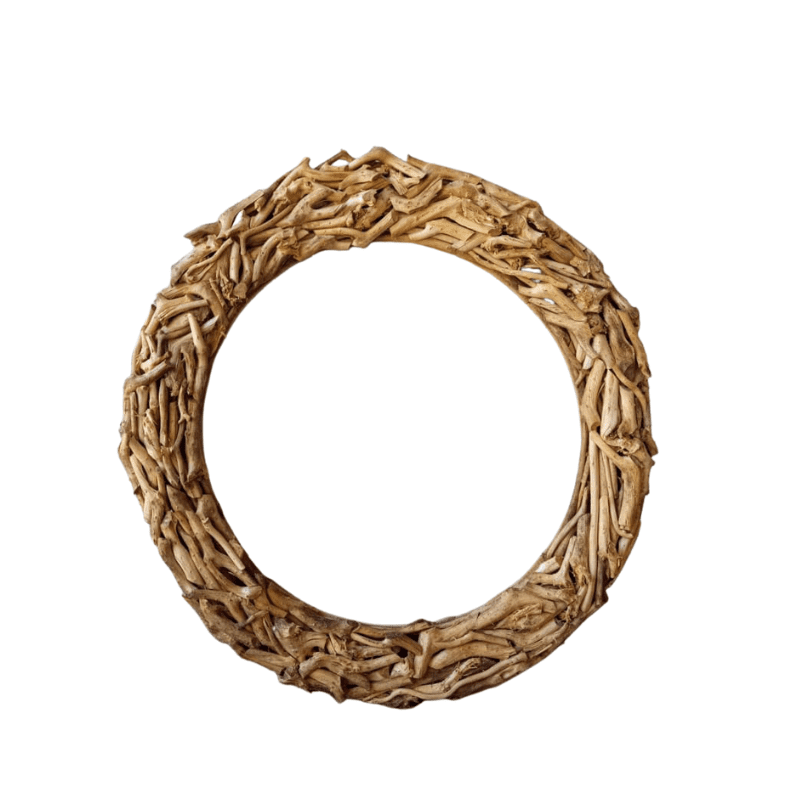 Miroir rond en bois flotté
