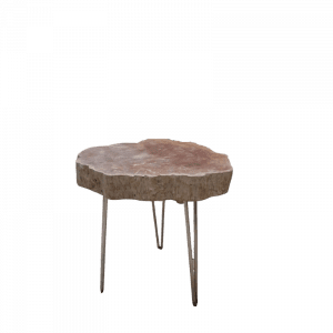 Lychee wooden side table With Stainless Harpin Legs Matte