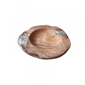 Teak wooden bowl with resin
