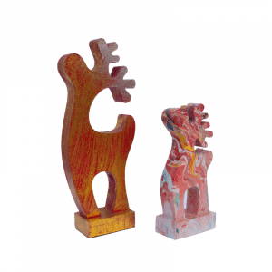 Wooden Deer With Stand Set of 2 – Image 3