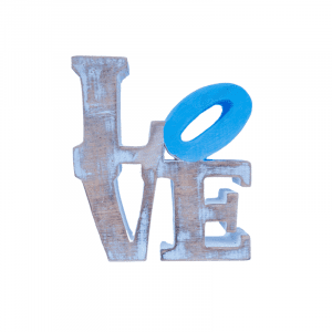 Wooden Handicrafts With Text Love blue