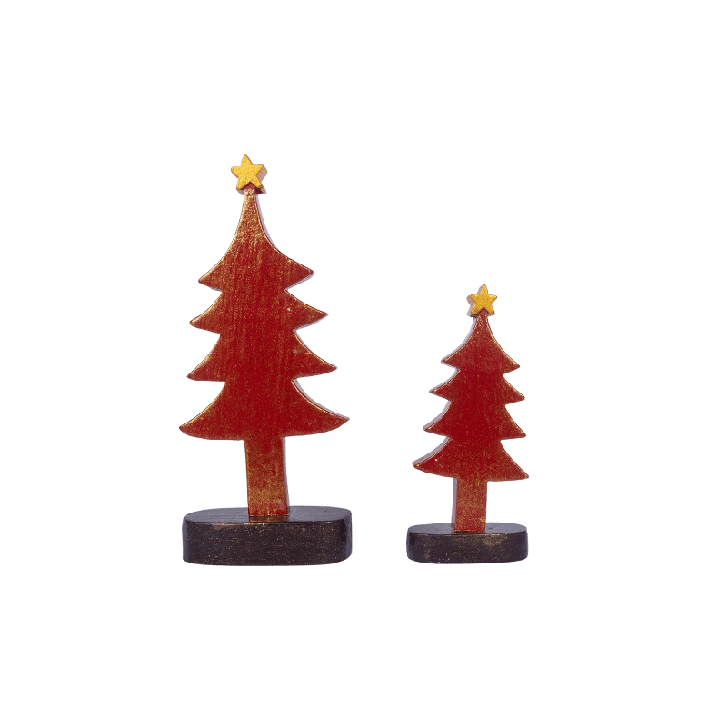 135. Set Of Two Christmas Tree With Stand Red