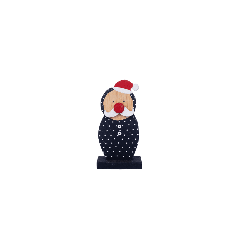 150. Wooden Polkadot Santa With Stand