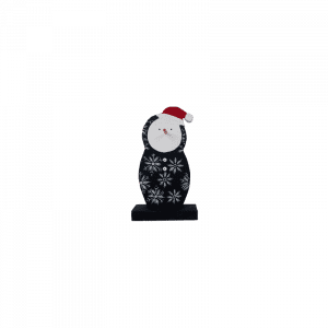 153. Wooden Black Snowman Christmas With Stand