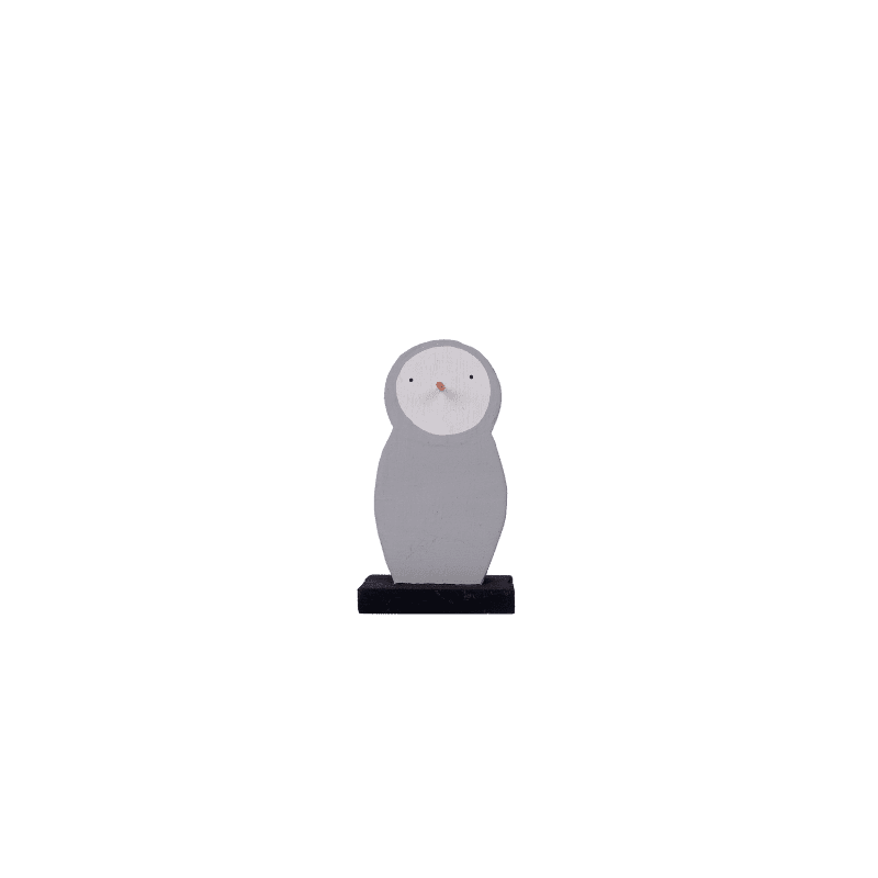 155. Wooden Grey Snowman With Stand