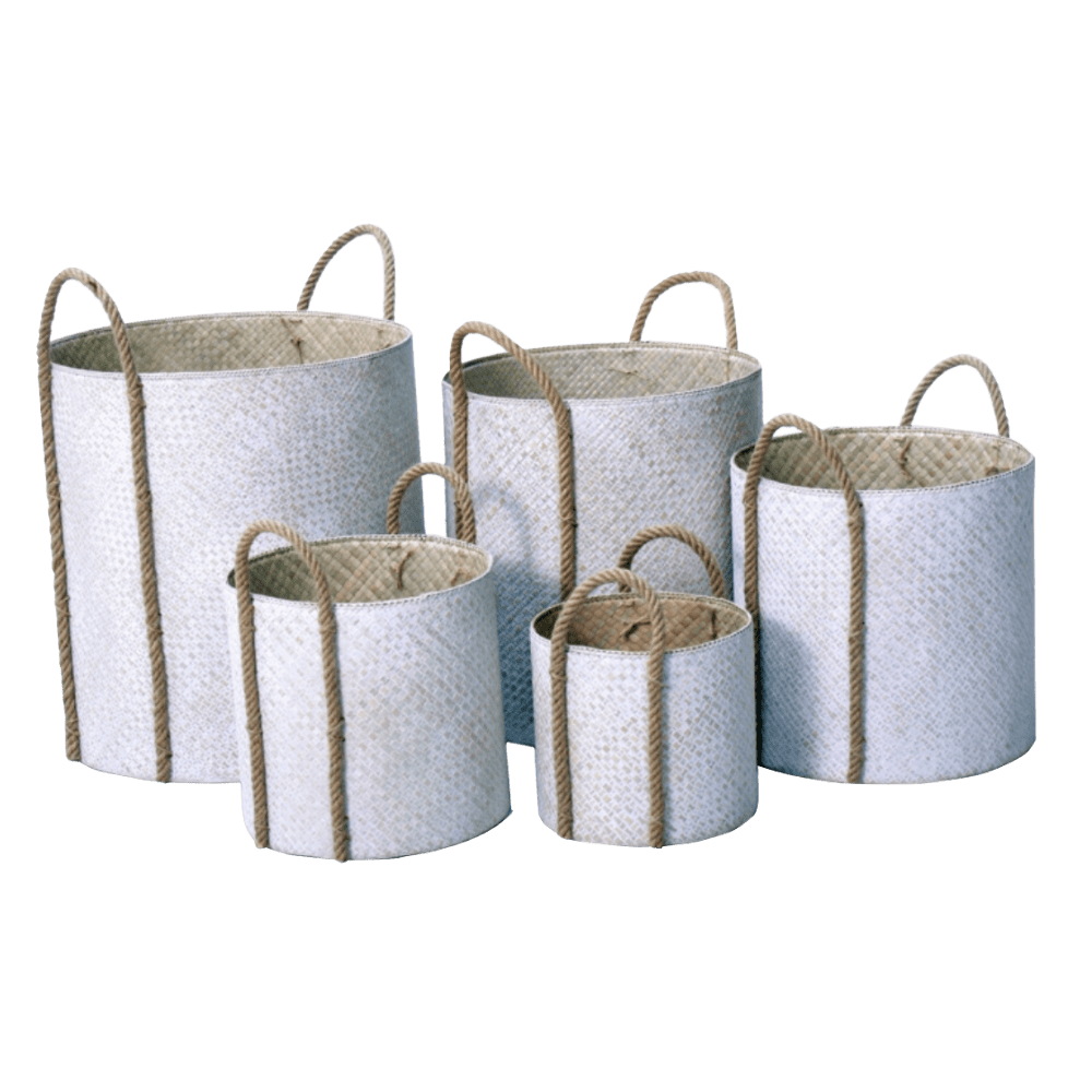2018037 - set of 5 round basket with rope handle