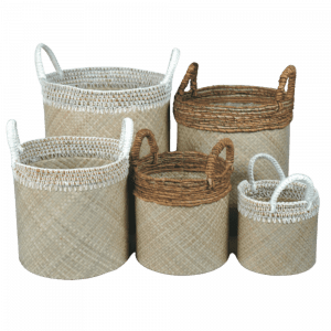 2018167 - set of 5 round basket with banana trim