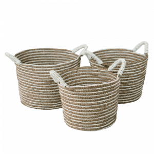 2021124 - set of 3 seagrass round tappered basket