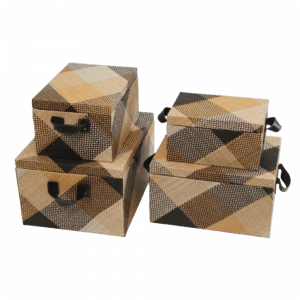 2021907 - set of 4 rect box with leather handle