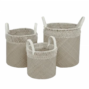 2022730 - round basket with banana bark and macrame