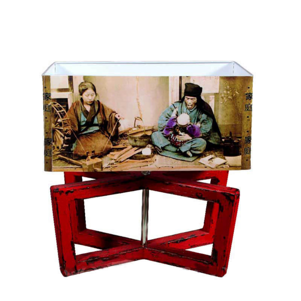 " CROSS " LAMP W/ RECTA PAINTING SHADE