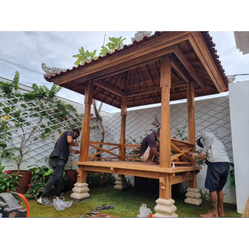 Teak Wood Gazebo with Bali Style 28