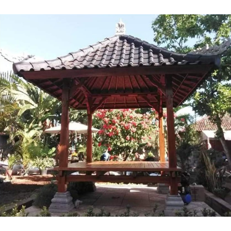 Teak Wood Gazebo with Bali Style 34
